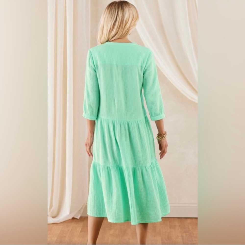Soft‎ Surroundings Dress Laguna Solid Cotton Gauze Dress 1X Modest - Picture 2 of 7